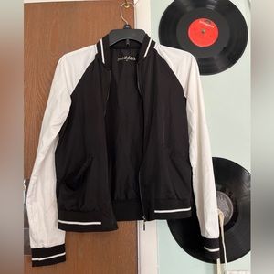 madden bomber jacket black and white